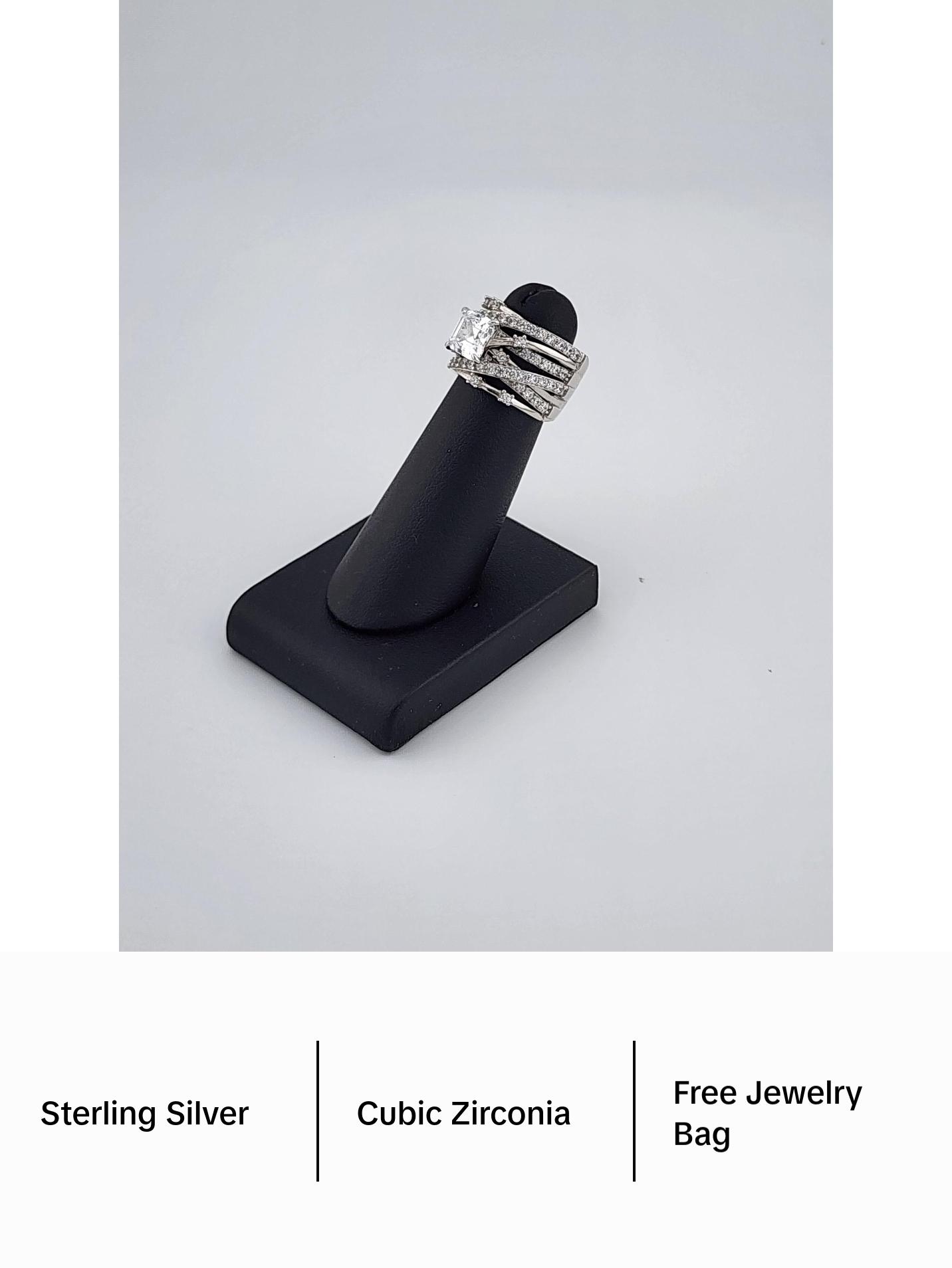 Brand New Sterling Silver 925 Square gemstone Crossover Ring