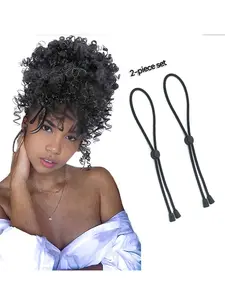 Adjustable Headbands Set of 2 for Thick Curly Hair, High Elastic Hair Ties for Afro Puffs, Ponytails, Braids, Everyday Women's Hairstyles, Wavy Curly Scrunchies