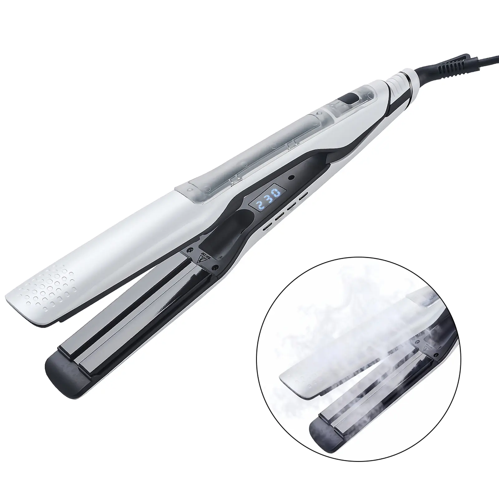 Steam Hair Stcurling iron 2-in-1 Curler & Straighten iron with LED Display,Temperature Control,Steam hair care for All Hair Types Salon Results,Steam hair straightener ,Professional hair straightener,hair straightener curler
