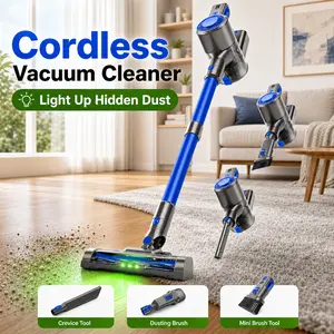 BSNAW  Cordless Vacuum Cleaner,   Lightweight 6-in-1 Stick Vacuum with Green LED Anti-Tangle Brush for Pet Hair, Carpet & Hardwood Floors