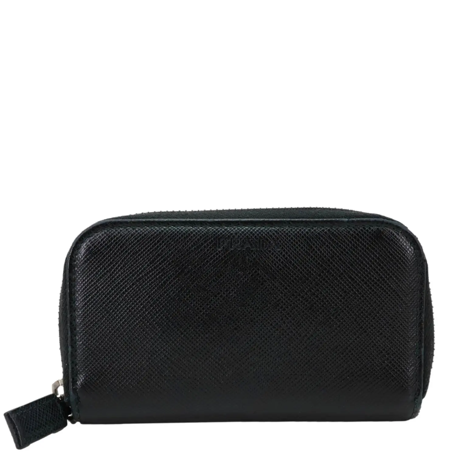 Pre-owned PRADA Leather Clutches & Wristlets Saffiano Key Holder Black