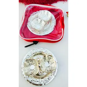 German Silver Nakkashi Kumkum Plate