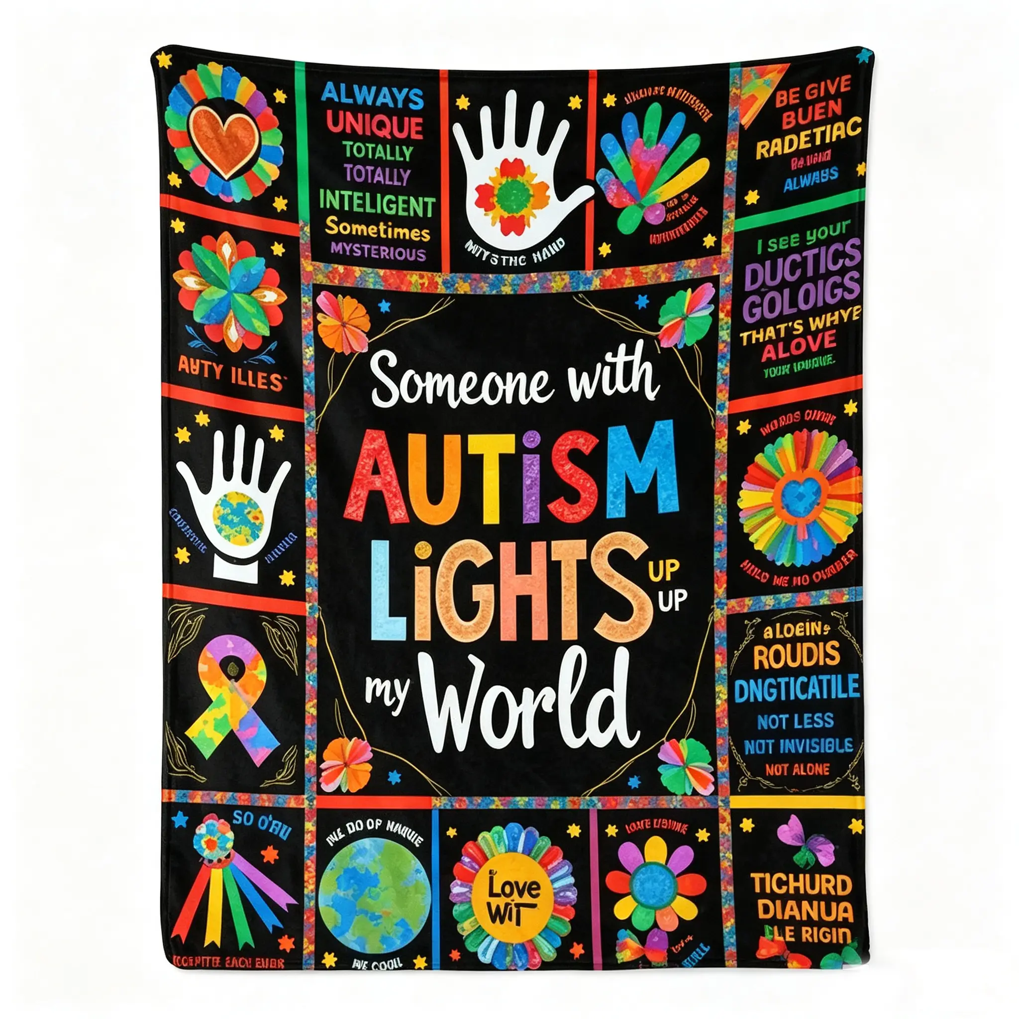 Funny Autism Awareness Kids Autistic Puzzle Autism Fleece Blanket Premium Soft Fleece Art Blanket living room bed bedroom blanket 4 Sizes Available - Family-Friendly Leisure Yoga Thermal Blanket Gift for Family