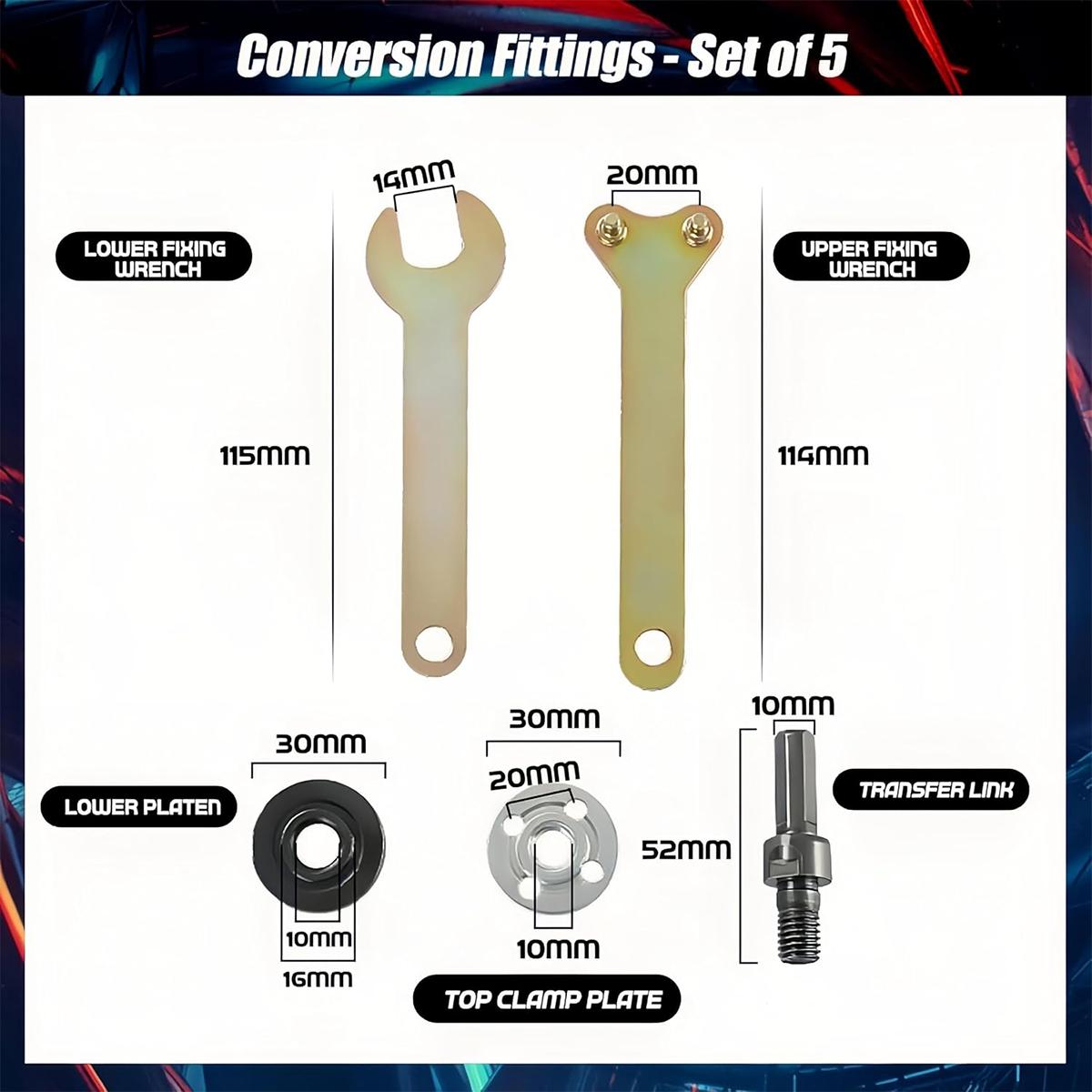 Conversion Angle Grinding Adapter Connecting Rod Kit for Electric Drill, 6mm & 10mm Arbor Mandrel Adapter with Spanner, Angle Grinding Tools Accessories, Hardware, Heavy Duty, Industrial Conversion Angle Grinding Adapter Connecting Rod Kit for Electric Drill, 6mm & 10mm Arbor Mandrel Adapter with Spanner, Angle Grinding Tools Accessories, Hardware, Heavy Duty, Industrial