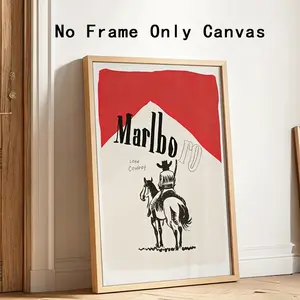 Retro Marlboro Cowboy Art Print, Minimalist Western Wall Decor, 1pc Canvas Poster, Vintage Lovers, Aesthetic Room, Home Decor