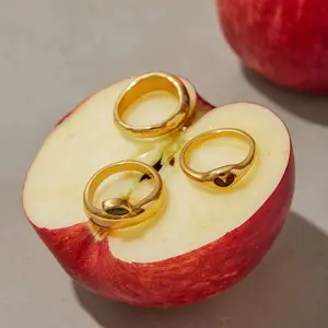 Stainless Steel Stacking Ring for Women, Irregular Artistic Design in Red and Green, Waterproof for Everyday Wear, Customizable Styling - 7 Sizes