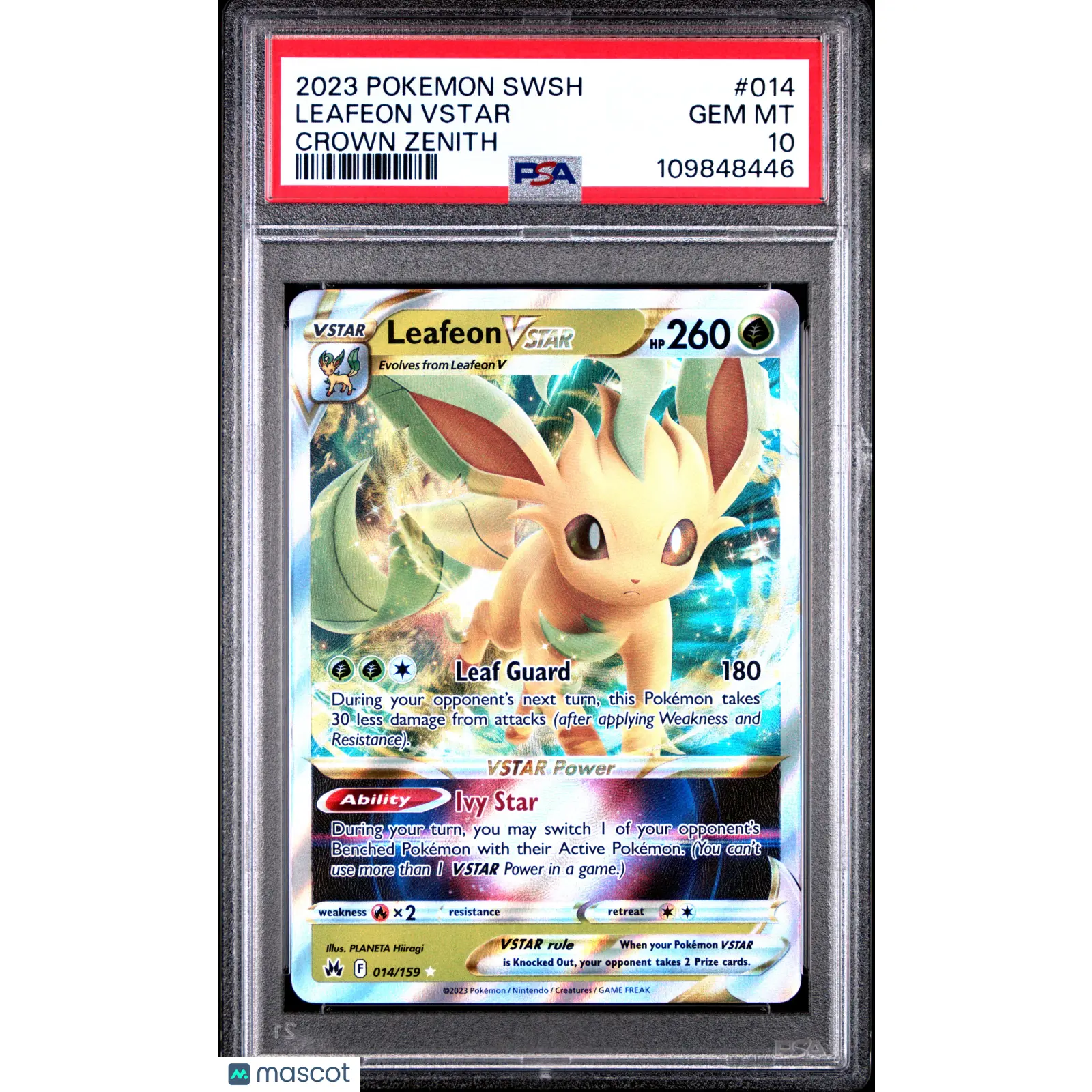 PSA 10 Leafeon Vstar #014 2023 Pokemon Sword And Shield Crown Zenith