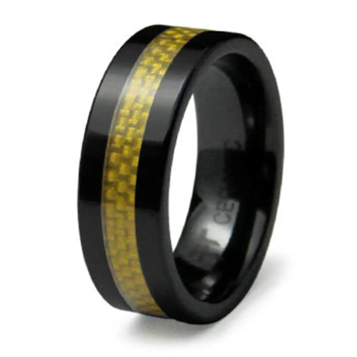 EWC R40002-110 Aesthetic Style Ceramic Ring with Carbon Fiber Inlay - Size 11, Aesthetic Style Rings, Band