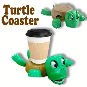 Funny Turtle Slide Glass Cup Holder, Full Color Print, Perfect Gift for Birthday, Christmas, Thanksgiving, Unique Party Accessory