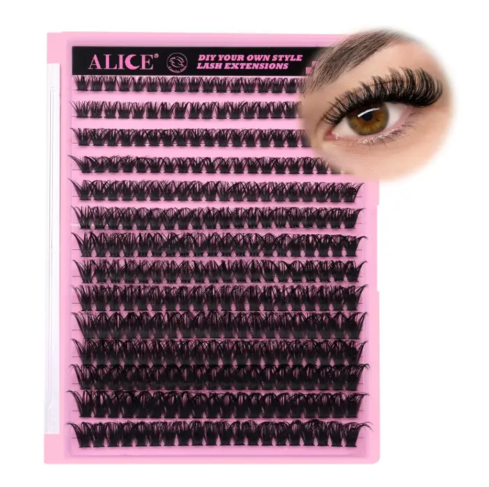 280Pcs Wispy Individual Lashes DIY Eyelash Extensions 8-16MM D-Curly Lash Extensions Lash Clusters 80D Cluster Eyelashes DIY at Home by ALICE
