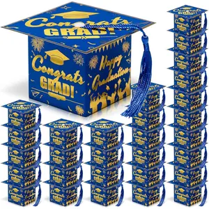 36 Pack Mini Graduation Cap  Boxes, Class of 2025 Graduation Candy Boxes with Tassel, Small   Box Centerpieces for Tables Party Decorations Graduate Favors Supplies
