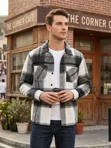 COOFANDY Lightweight Fall Outfits Classic Menswear Flannel Shirts Casual Button Down Plaid Shirt Jacket Long Sleeve Fleece Shacket with Pockets Coats  Outerwear Overall Stylish Corduroy Tops