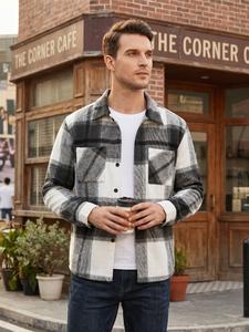 COOFANDY Lightweight Fall Outfits Classic Menswear Flannel Shirts Casual Button Down Plaid Shirt Jacket Long Sleeve Fleece Shacket with Pockets Coats  Outerwear Overall Stylish Corduroy Tops