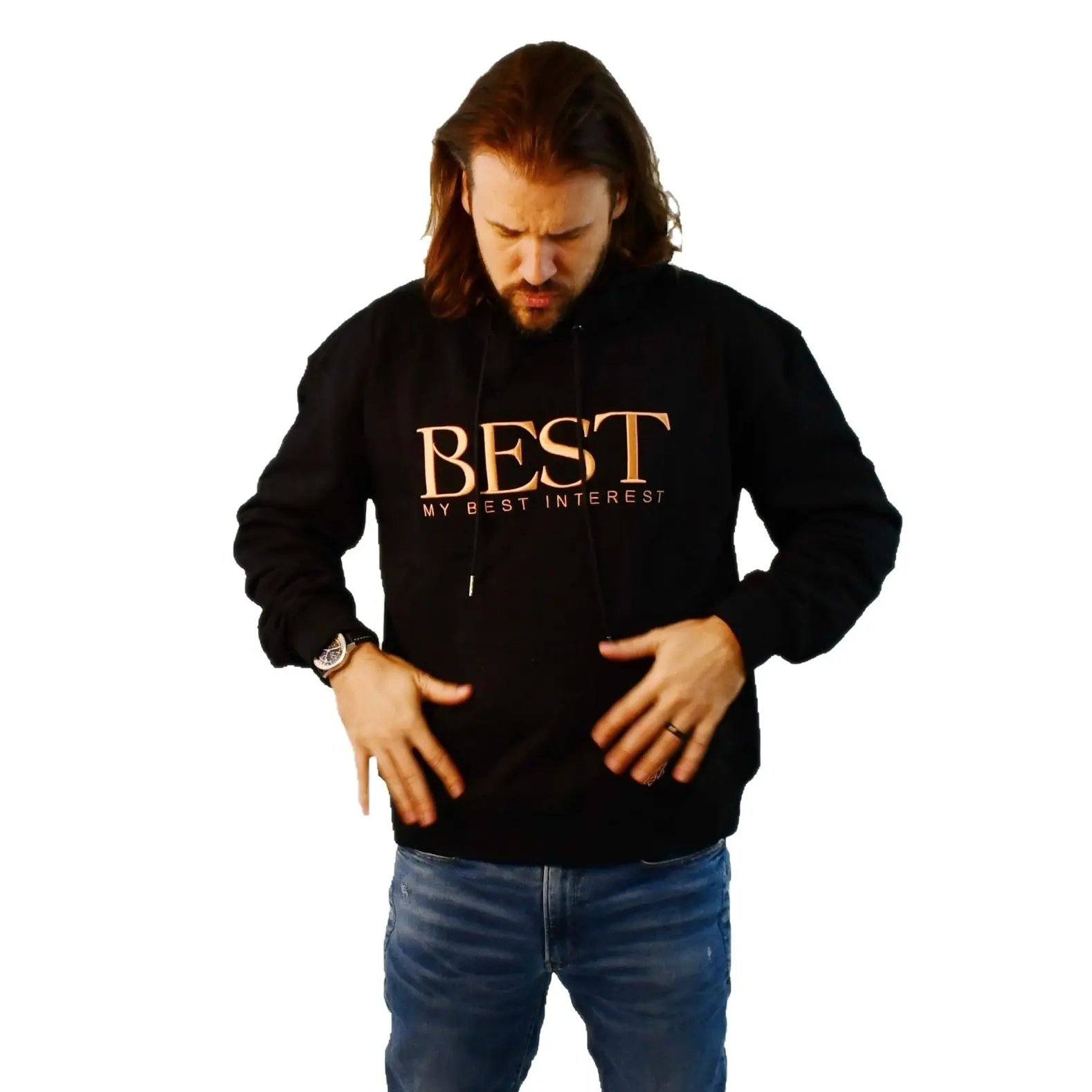 Weekender Vanta Black Hoodie Menswear Sweatshirts Casual Long Sleeve Medium Size Comfortable Everyday Wear