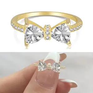 Anillo Unique Bow  Sterling Silver 925 ring  +18k with Decorative Design and Unique Bow Shape