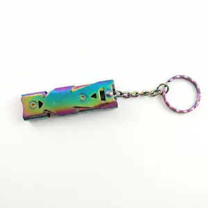 Outdoor camping, hiking and mountaineering whistle, double-tube stainless steel high-frequency and high-decibel whistle