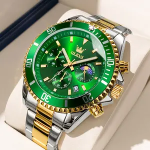 OLEVS Men's Watch，Luxury Quartz Chronograph Watch with Moon Phase, Date, Rotating Bezel, Luminescent Hands, High-Hardness Crystal & Water Resistance – The Ultimate Men Gifts and Boyfriends Gifts, Symbol of Success. 2870