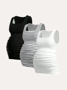 3-pack maternity tank tops, women's maternity wear, summer casual sports yoga tops, summer T-shirts