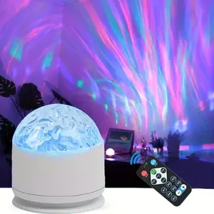 Top selling 7-color Northern Light Projector, Water Wave Light, Aurora Light, USB Water Night Light, RGB Color Night Light, Romantic Atmosphere Ocean Light Projector with Remote Control
