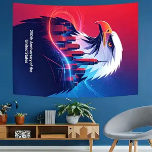 250th Usa Anniversary Bald Eagle Cityscape Tapestry, Knit Style, Casual Design, Model Xinghao 114514, Perfect for Home Decor
