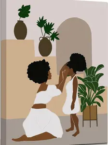 Black woman art prints, abstract mother and daughter wall decor, mother daughter art, children prints, black girl prints, African woman