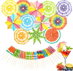 Cocktail Umbrellas - 50PACK Drink Umbrellas for Drinks, Paper Mini Umbrella for Drinks Hawaiian Cupcake Toppers Cocktail Garnishes Colorful Paper Toothpicks for Party Decorations