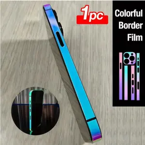 Night Glow Side Protection Film Color Border Sticker, Full Angle Scratch-Resistant Fluorescent Decal for iPhone Series Smartphone