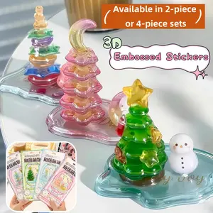 2/4 Set Super Cute 3D Embossed Layered Stickers, Cartoon DIY Creative Decorative Stickers, Perfect Gift Choice