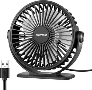 USB Desk Fan Portable Mini Fan with 3 Speeds, 360° Adjustable Quiet Cooling Fan for Office Bedroom Travel, USB Powered Personal Table Fan with 4.9FT Cable – Black