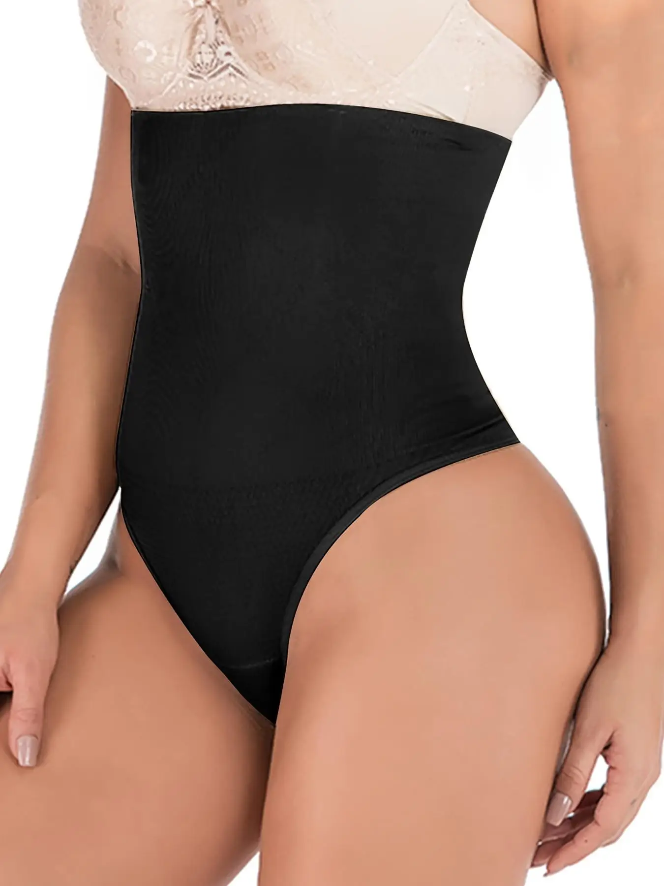 Women's Solid Slimming High Waisted Sculpting Thong Shapewear, Breathable Tummy Control Body Shaper Shorts For Daily Wear, Women Shapewear