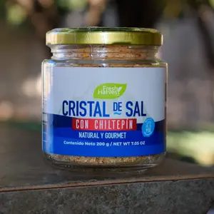 Cristal De Sal with Chiltepin 200g Natural Gourmet Salt in Glass Jar (7.05 oz)
