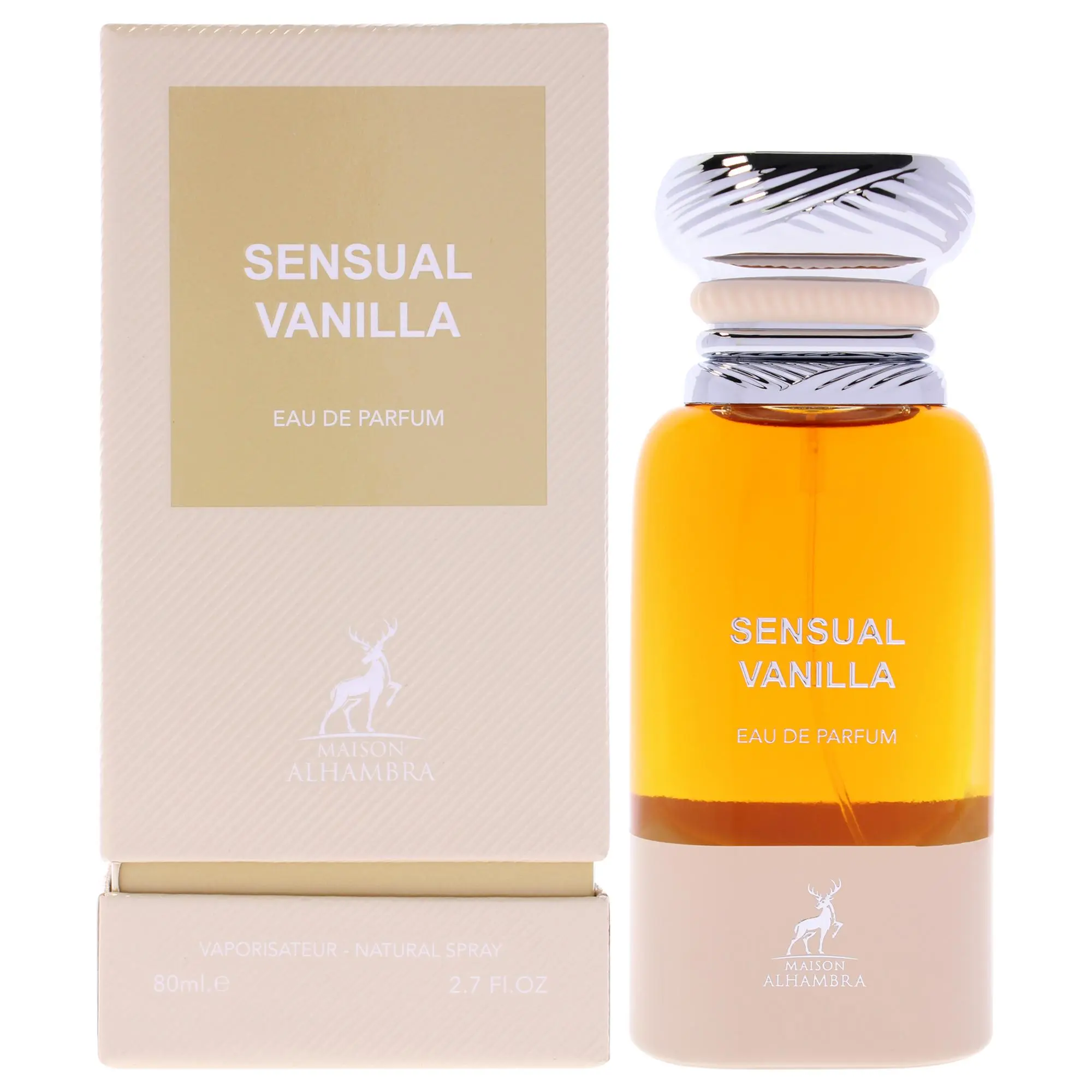Maison Alhambra Sensual Vanilla Eau De Parfum Unisex — Bitter Almond, Vanilla, Floral Notes, 2.7 oz (80 ml) | tonka bean scent, vanilla absolute, bitter almond perfume, tonka bean, vanilla perfume, sandalwood, bitter almond vanilla, vanilla floral notes