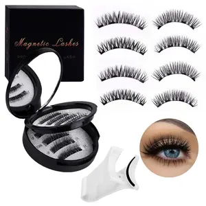 2 Pairs Double-Layer Magnetic False Eyelashes Set with Auxiliary Tools, Glue Free & Reusable Magnetic Eyelashes, Easy to Wear Natural Style Lashes, Portable Daily Eye Makeup Accessories for Women Daily Dating and Party Use