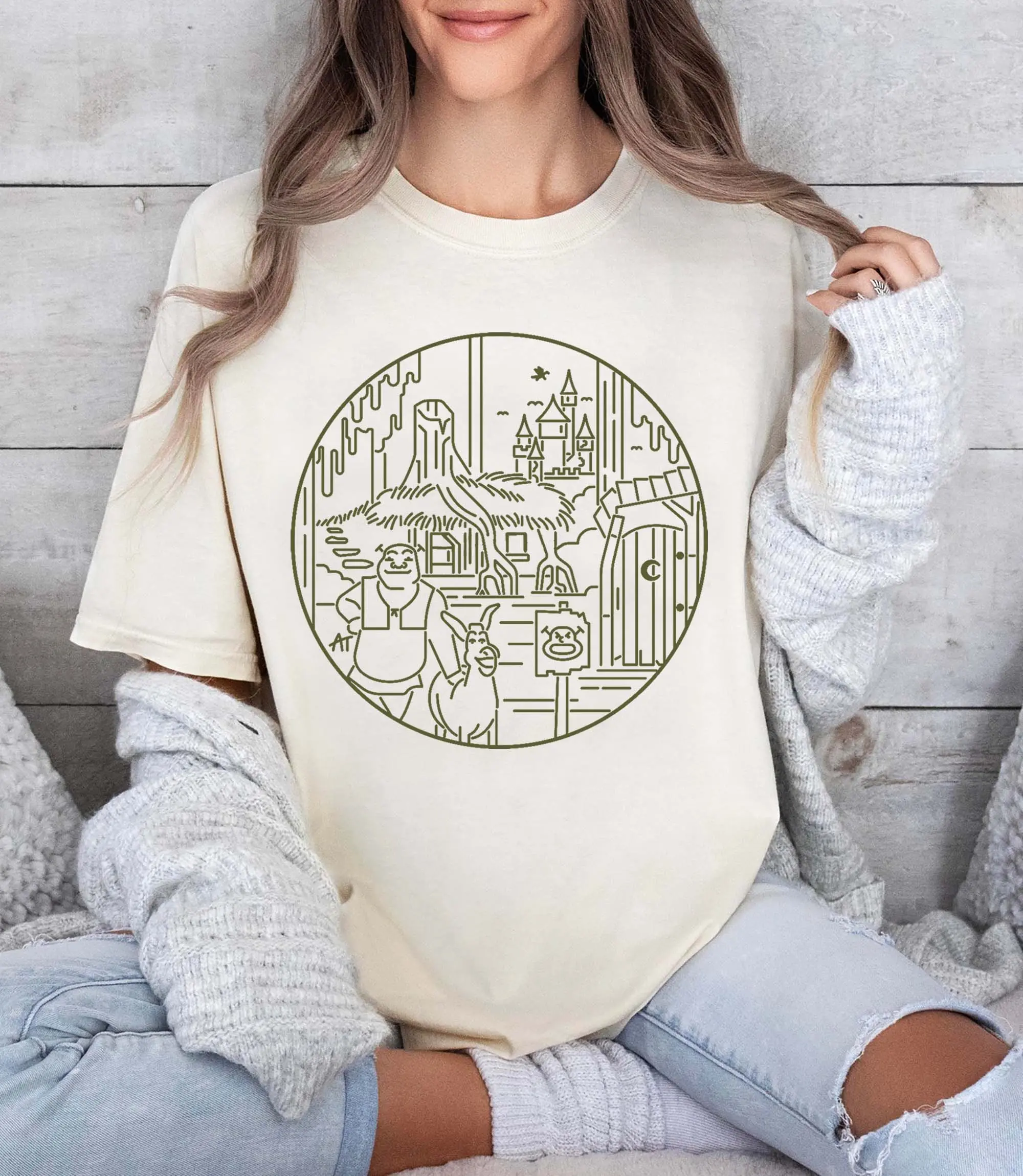 Shrek and Donkey Line Art Classic T-Shirt, Shek Vintage Shirt, Shrek Meme Shirt, Shrek Vintage Shirt