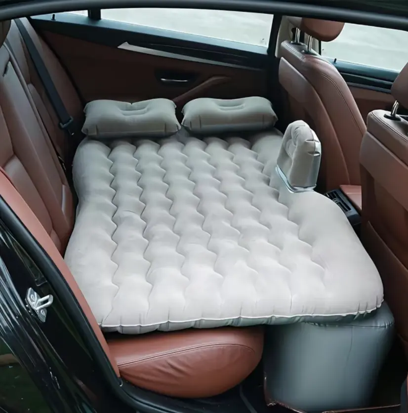 Flocking Inflatable Car Mattress with Ft Pump,Inflatable Car Bed,Car Sleeping Bed- Portable, Soft & Comfortable Car Accessory for Camping & Travel