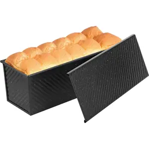 Pullman Loaf Pan with Lid 13x4 | 2.2lb Carbon Steel Bread Pan for Homemade Sourdough & Sandwich Bread | Nonstick Bakeware, Heavy Duty & Easy Clean (Black, 2.2lb)