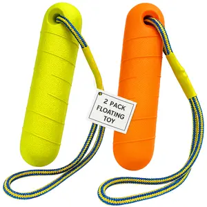 Ruffify Floating Dog Toys (2 Pack) – EVA Dog Bumper Stick for Water Training Fetch & Retrieving, High Visibility Orange & Green with Rope Handle, Ideal for Beach, Diving, Pool & Outdoor Play
