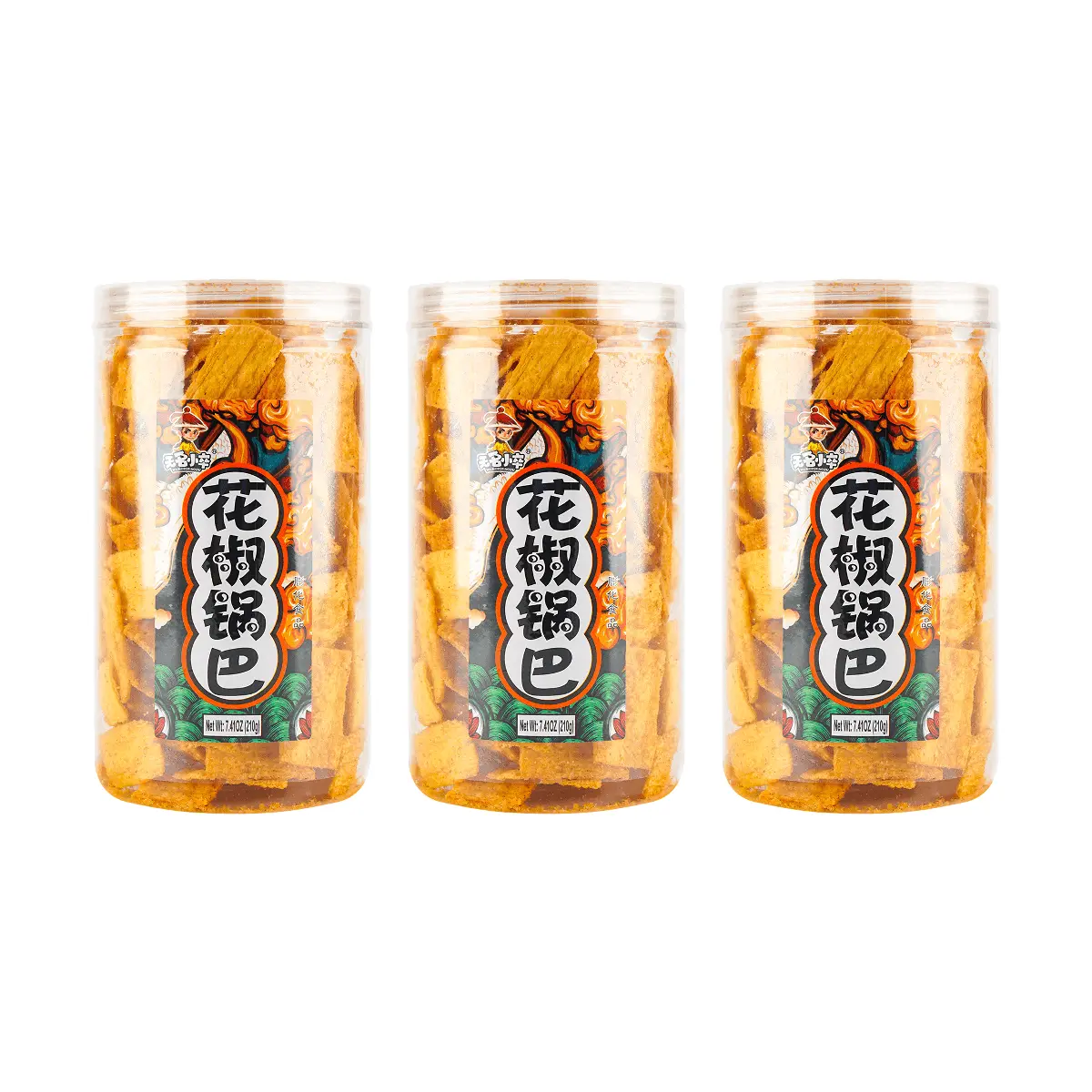 Wu Ming Xiao Zu Crispy Rice Snacks - Sichuan Peppercorn Flavor, 3-Pack Bulk Barrel, 630g