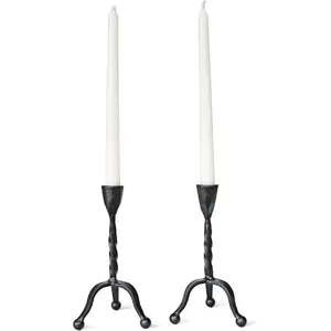 Black Taper Candle Holder Set of 2,Vintage Candle Sticks Holder,Wrought Iron Candle Holder for Table Centerpiece,Halloween,Wedding,Christmas