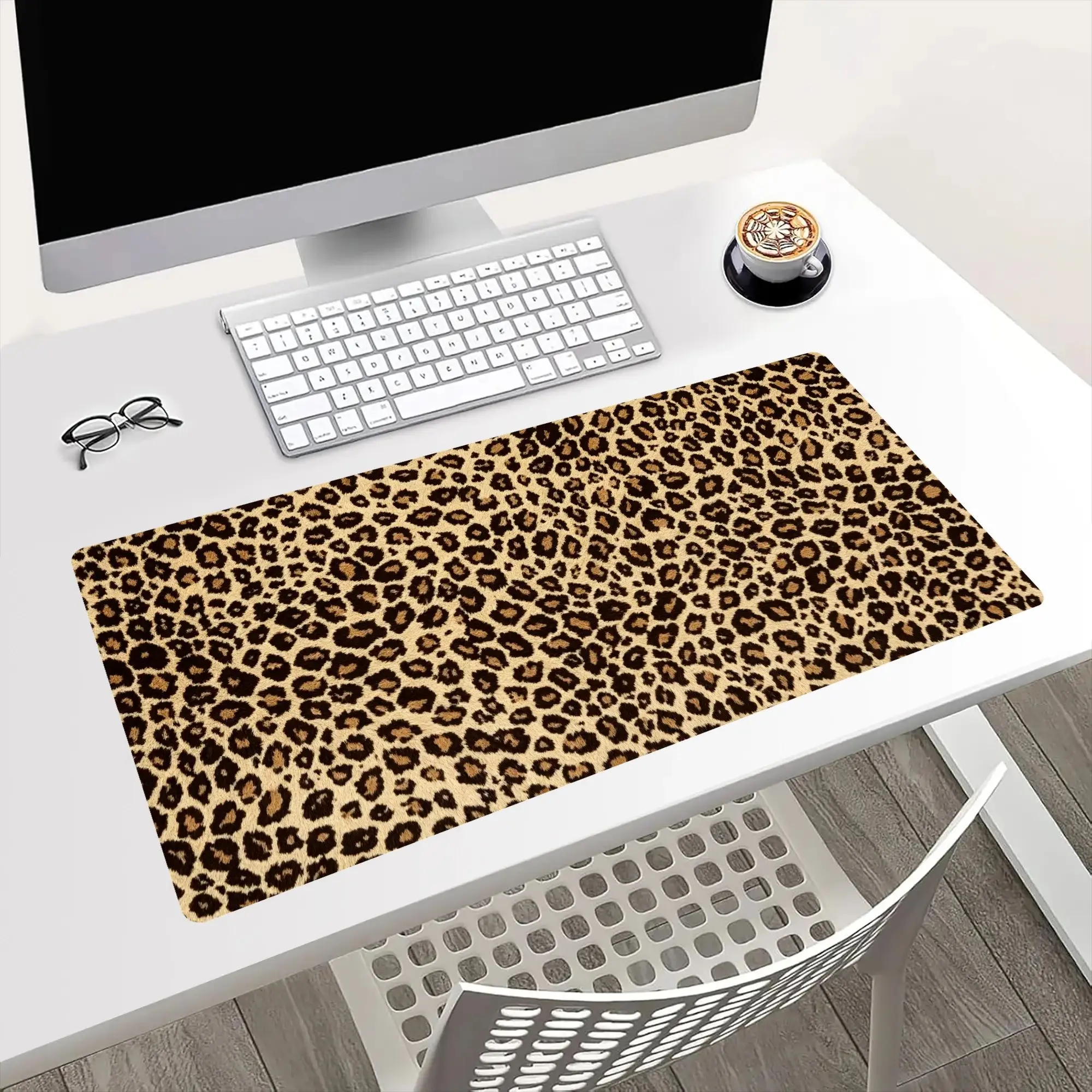 Large Leopard Print Mouse Pad,Oversized Non-Slip Desk Mat,Keyboard Mousepad with Non-Slip Base Stitched Edge forOffice and Gaming, Desk Decor, Computer Desk Mat, Office Desk Accessories