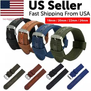 18mm 20mm 22mm 24mm Military Canvas Nylon Wrist Watch Band Strap Bracelet Sport
