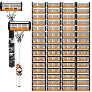 Men's Manual Shaving Razor Set with 2 Handles & 30/60 Replacement Blades, Razors Set, Precision Stainless Steel Blades, Advanced Shaving System