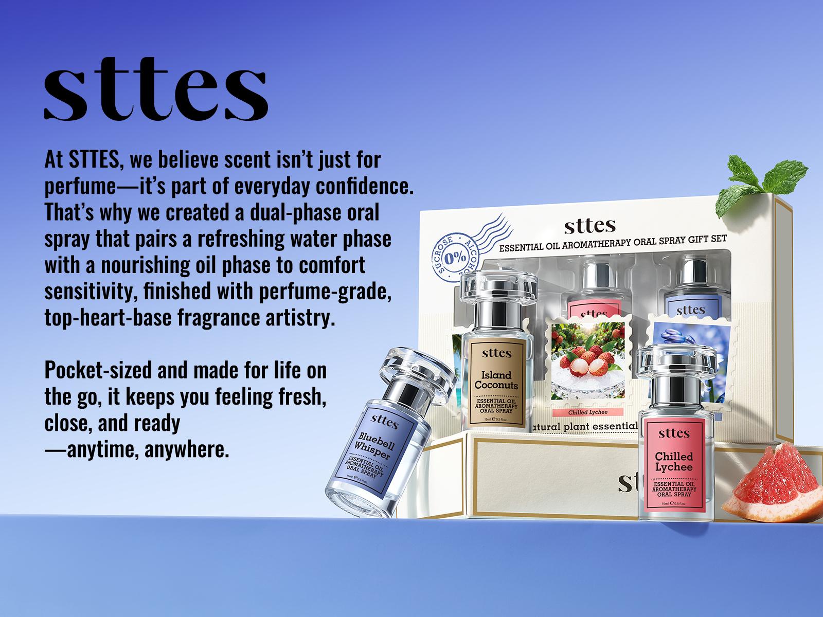 STTES Bluebell Whisper 15ml Essential Oil Dual-Phase Oral Spray - Plant-Powered Fresh Breath Fragrance, Travel Size Pocket Perfume (0% Alcohol)