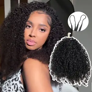Curly Crochet Human Hair Pre Separated Knotless Burmese Curly Kinky Curly Bundles Human Hair Deep Curly Wave Feather Crochet Human Hair Extensions For Women Natural Look
