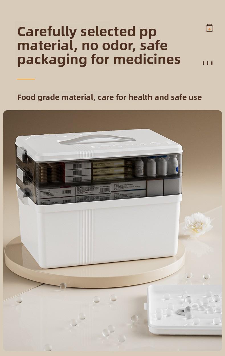 Large Capacity 3-Layer Emergency Medicine Storage Box with Handle - Portable First Aid Kit Organizer, Dust-proof & Light-proof Medical Case for Home, Family & Travel - Premium Odorless PP Material Large Capacity 3-Layer Emergency Medicine Storage Box with Handle - Portable First Aid Kit Organizer, Dust-proof & Light-proof Medical Case for Home, Family & Travel - Premium Odorless PP Material