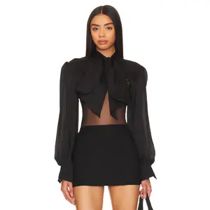 Kiki de Montparnasse Pussy Bow Shrug in Black