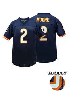 Men's  #34 Navy Blue Retro Mesh Football Jersey, Loose Fit Breathable American Football Shirt, Vintage Sports Training Top for Men & Women, Stylish Jersey