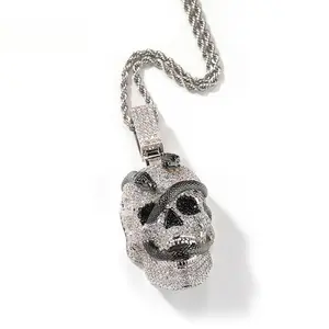 New snake skull pendant necklace copper inset zircon Street retro hip hop jewelry for men