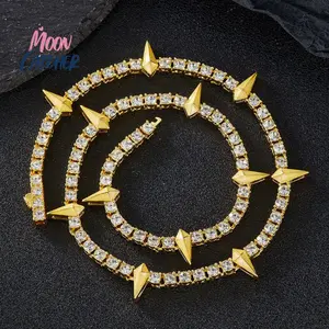Mooncatcher Hip Hop Fluorescent Black Panther Necklace High Quality Versatile Trendy Men Alloy Inlaid Diamond Tennis Chain Cuban Chain birthday gift Gold Plated Cuban Chain Cross Necklace Punk Style Cubanchain Rhinestone Decorated Jewelry