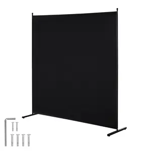 【fathersdaygift】VEVOR Room Divider Single Panel Room Divider6FT Privacy Screen IndoorPartition Divider for Room SeparationFreestanding Room Divider Panel for OfficeBedroomBlack